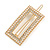 Gold Tone Clear Crystal Cream Faux Pearl Square Hair Slide/ Grip - 60mm Across