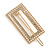 Gold Tone Clear Crystal Cream Faux Pearl Square Hair Slide/ Grip - 60mm Across - view 8