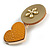 Romantic Gold Tone PU Leather Heart and Flower Hair Beak Clip/ Concord Clip (Mustard Yellow/ Beige) - 60mm L - view 6