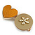 Romantic Gold Tone PU Leather Heart and Flower Hair Beak Clip/ Concord Clip (Mustard Yellow/ Beige) - 60mm L