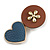 Romantic Gold Tone PU Leather Heart and Flower Hair Beak Clip/ Concord Clip (Blue/ Brown) - 60mm L - view 5
