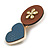 Romantic Gold Tone PU Leather Heart and Flower Hair Beak Clip/ Concord Clip (Blue/ Brown) - 60mm L - view 6