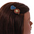 Romantic Gold Tone PU Leather Heart and Flower Hair Beak Clip/ Concord Clip (Blue/ Brown) - 60mm L - view 3