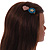 Romantic Gold Tone PU Leather Heart and Flower Hair Beak Clip/ Concord Clip (Dusty Pink/ Teal) - 60mm L - view 2