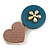 Romantic Gold Tone PU Leather Heart and Flower Hair Beak Clip/ Concord Clip (Dusty Pink/ Teal) - 60mm L - view 5