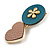 Romantic Gold Tone PU Leather Heart and Flower Hair Beak Clip/ Concord Clip (Dusty Pink/ Teal) - 60mm L - view 6
