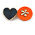 Romantic Gold Tone PU Leather Heart and Flower Hair Beak Clip/ Concord Clip (Dark Blue/ Orange) - 60mm L - view 4
