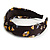Floral Print Silk Fabric Flex HeadBand/ Head Band in Black/ Yellow/ Grey - view 2