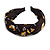 Floral Print Silk Fabric Flex HeadBand/ Head Band in Black/ Yellow/ Grey - view 8