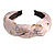 Floral Print Silk Fabric Flex HeadBand/ Head Band in Pink/ Beige/ White - view 7