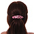 Romantic Floral Acrylic Oval Barrette/ Hair Clip in Pink/ Beige - 90mm Long - view 2
