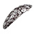 Romantic Floral Acrylic Oval Barrette/ Hair Clip in Black/ White - 90mm Long - view 7