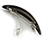 Grey Olive Stripy Print Acrylic Oval Barrette/ Hair Clip In Silver Tone - 90mm Long - view 5