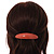 Coral Stripy Print Acrylic Oval Barrette/ Hair Clip In Silver Tone - 90mm Long - view 3
