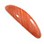 Coral Stripy Print Acrylic Oval Barrette/ Hair Clip In Silver Tone - 90mm Long - view 7