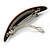 Coral Stripy Print Acrylic Oval Barrette/ Hair Clip In Silver Tone - 90mm Long - view 4