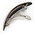 Light Brown Stripy Print Acrylic Oval Barrette/ Hair Clip In Silver Tone - 90mm Long - view 4