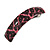 Deep Pink/ Black Feather Motif Acrylic Square Barrette/ Hair Clip - 85mm Long