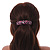 Pink/ Black Feather Motif Acrylic Square Barrette/ Hair Clip - 85mm Long - view 2