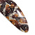 Brown/ Black Feather Motif Acrylic Oval Barrette/ Hair Clip - 95mm Long - view 4
