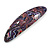 Purple/ Blue/ Pink/ Black Abstract Print Acrylic Oval Barrette/ Hair Clip - 95mm Long