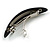 Black/ Grey/ White Abstract Print Acrylic Oval Barrette/ Hair Clip - 95mm Long - view 5