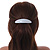 White Acrylic Oval Barrette/ Hair Clip In Silver Tone - 95mm Long - view 2