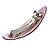 Pastel Pink Acrylic Oval Barrette/ Hair Clip In Silver Tone - 95mm Long - view 3