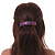 Purple/ Pink Glitter Acrylic Square Barrette/ Hair Clip In Silver Tone - 90mm Long - view 2