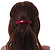 Red/ Burgundy Glitter Acrylic Square Barrette/ Hair Clip In Silver Tone - 90mm Long - view 2