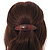Brown/ Orange/ Yellow Glitter Acrylic Oval Barrette/ Hair Clip In Silver Tone - 90mm Long - view 3
