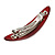 Red/ Burgundy Glitter Acrylic Oval Barrette/ Hair Clip In Silver Tone - 90mm Long - view 4