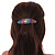 'Rainbow' Glitter Acrylic Oval Barrette/ Hair Clip In Silver Tone - 90mm Long - view 2