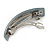 Metallic Silver Snake Print Acrylic Square Barrette/ Hair Clip In Silver Tone - 90mm Long - view 4