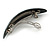 Black/ Metallic Silver Acrylic Oval Barrette/ Hair Clip In Silver Tone - 90mm Long - view 6