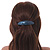 Blue/ Black Acrylic Oval Barrette/ Hair Clip In Silver Tone - 90mm Long - view 2