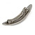 Silvery Grey Snake Print Acrylic Oval Barrette/ Hair Clip In Silver Tone - 90mm Long - view 4