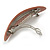 Gold Caramel Snake Print Acrylic Oval Barrette/ Hair Clip In Silver Tone - 90mm Long - view 6