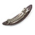 Charcoal Grey Snake Print Acrylic Oval Barrette/ Hair Clip In Silver Tone - 90mm Long - view 5