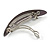 Charcoal Grey Snake Print Acrylic Oval Barrette/ Hair Clip In Silver Tone - 90mm Long - view 6