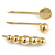 Set Of 3 Polished Ball Hair Slide/ Grip In Gold Tone Metal - 55mm Long