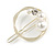 Gold Tone White Glass Pearl Bead Clear Crystal Open Circle Hair Slide/ Grip - 45mm Across - view 4