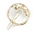 Gold Tone White Glass Pearl Bead Clear Crystal Open Circle Hair Slide/ Grip - 45mm Across - view 6