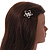 Gold Tone White Glass Pearl Bead Clear Crystal Open Star Hair Slide/ Grip - 45mm Across - view 2