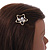 Gold Tone White Glass Pearl Bead Clear Crystal Open Star Hair Slide/ Grip - 45mm Across - view 3