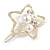 Gold Tone White Glass Pearl Bead Clear Crystal Open Star Hair Slide/ Grip - 45mm Across