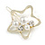 Gold Tone White Glass Pearl Bead Clear Crystal Open Star Hair Slide/ Grip - 45mm Across - view 5