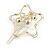 Gold Tone White Glass Pearl Bead Clear Crystal Open Star Hair Slide/ Grip - 45mm Across - view 7