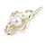 Gold Tone White Glass Pearl Bead Clear Crystal Open Flower Hair Slide/ Grip - 45mm Across - view 4