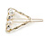 Gold Tone White Glass Pearl Bead Clear Crystal Open Triangular Hair Slide/ Grip - 45mm Across - view 5